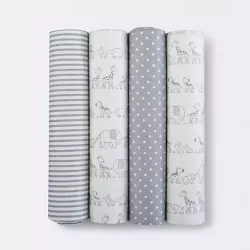 Flannel Baby Blankets Two by Two 4pk - Cloud Island™ Gray