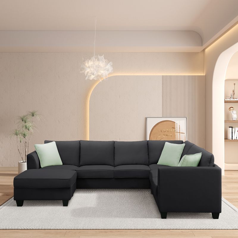Modular Sectional Sofa 7 Seats with Ottoman L Shape Fabric Sofa Corner Couch Set with 3 Pillows RE-ModernLuxe, 2 of 13