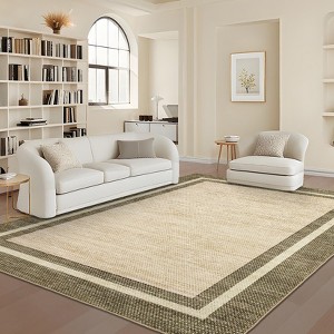 Modern Bordered Area Rug Washable Rug for Living Room - 1 of 4
