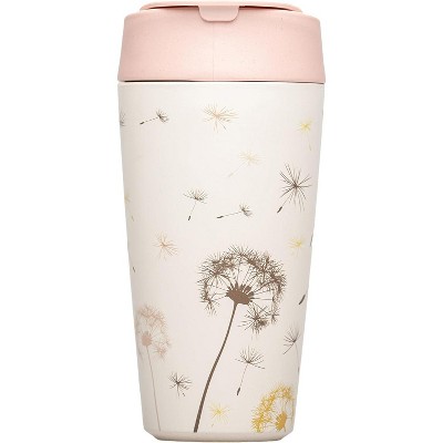 Plant-Based Sustainable Deluxe Cup, Reusable Coffee Mug with Resealable Lid  - Girl Beige Lid