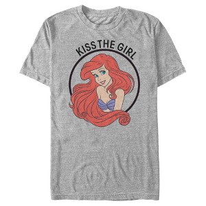 Men's The Little Mermaid Ariel Kiss the Girl  T-Shirt - Athletic Heather - Medium - 1 of 4