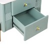 Gulches Modern Minimalist Green Nightstand with 2 Drawers - Fluted Design, Golden Metal Handles & Legs, Anti-Tip & Anti-Slip End Table - 4 of 4