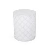 Okak Outdoor Side Table End Table Cylindrical with Diamond Rope Pattern Decorative Patio Tables for Porch Yard Balcony Deck Lawn Indoor, Antique White - 4 of 4