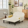 ORRD Ivory corduroy love seat soaf livingroom day bed recliner with storage pocket USB charger - 3 of 4