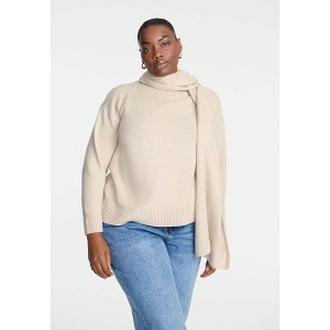 ELOQUII Elements Women's Plus Size Scarf Neck Sweater - 1 of 2