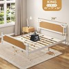 PDTEND Platform Bed Frame with Natural Rattan Headboard & Footboard – Bohemian Mid-Century Design, Solid Pine Wood - 2 of 4