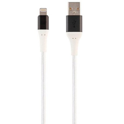 Monoprice Apple MFi Certified Lightning to USB Type-A Charge and Sync Cable - 6ft - White, Kevlar-Reinforced Nylon-Braid, Durable - AtlasFlex Series
