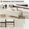 Modern White Wooden Coffee Table with Metal Legs & Open Storage for Living Room, Office - 4 of 4