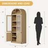 Modern Farmhouse Arched Pantry Cabinet, 71" Tall Freestanding Wood Storage, 2 Glass & 2 Wooden Doors, 6 Tier Bookshelves, Black Outside & Original - 2 of 4