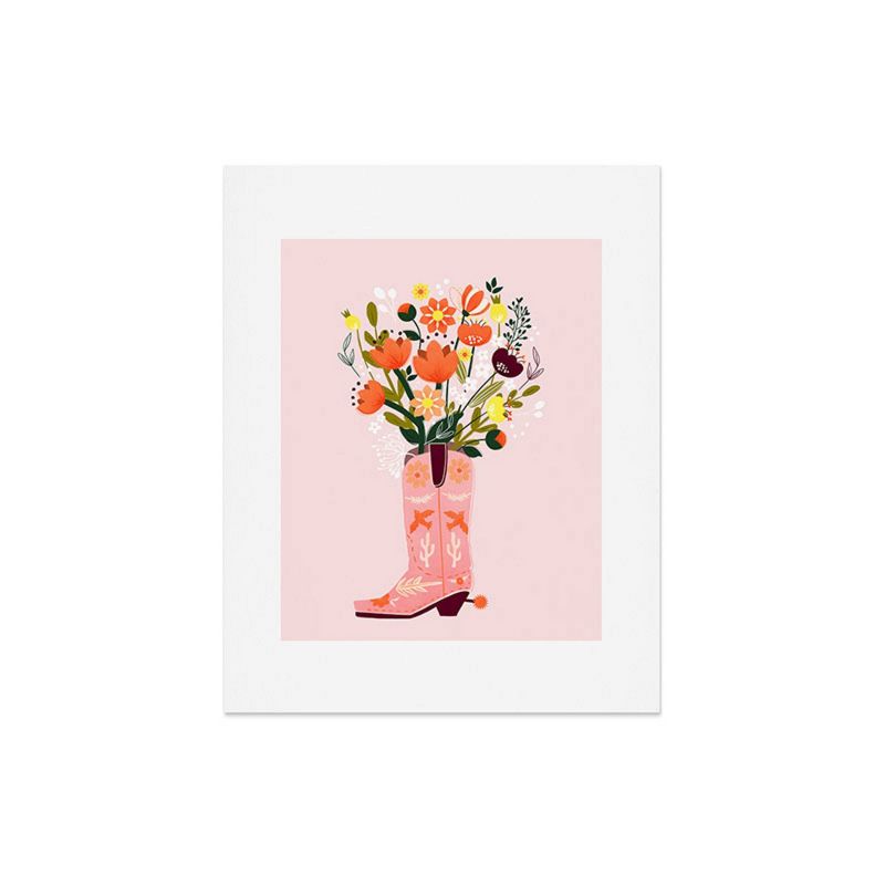 Deny Designs Showmemars Pink Cowboy Boot and Wild Flowers Art Print, 1 of 4