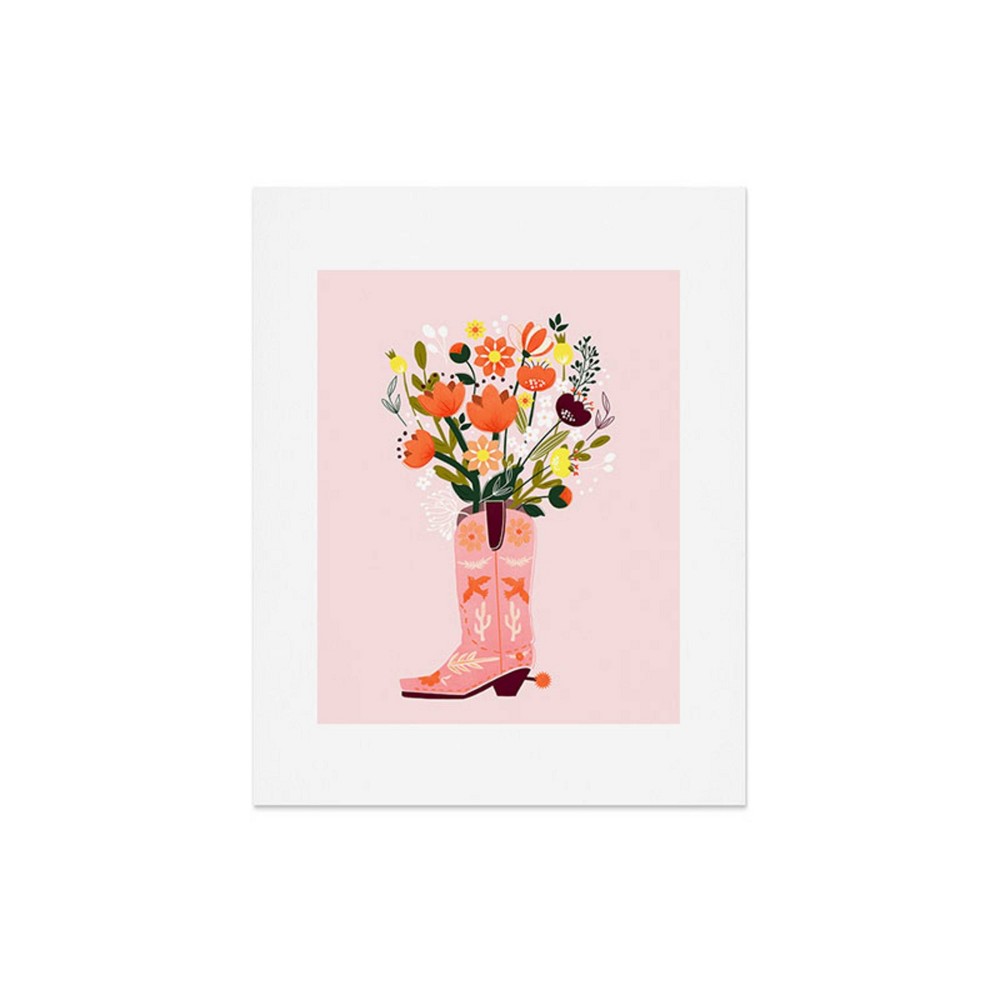 Photos - Wallpaper Deny Designs 16"x20" Showmemars Pink Cowboy Boot and Wild Flowers Unframed