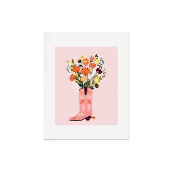 Deny Designs 16"x20" Showmemars Pink Cowboy Boot and Wild Flowers Unframed Art Print