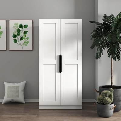 Vynxaria 62.99in Kitchen Pantry Cabinet, White Freestanding Buffet Cupboards Sideboard with Doors &  Shelves, Kitchen Pantry Storage
