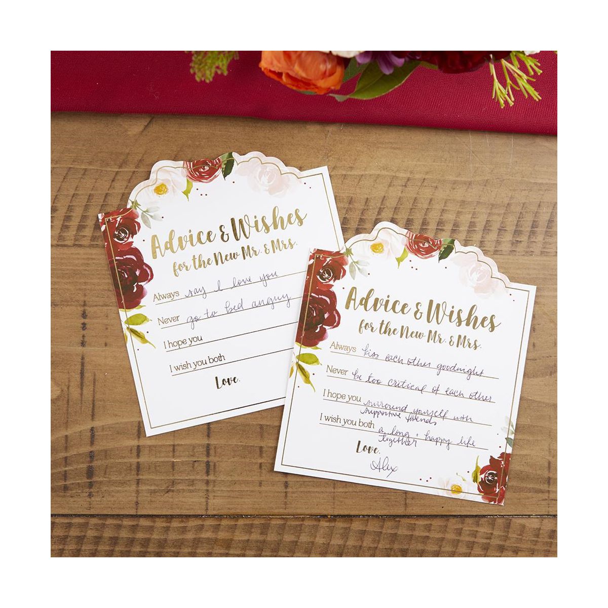 Kate Aspen Burgundy Blush Floral Wedding Advice Card (Set of 50) | 28507NA - thumbnail 4