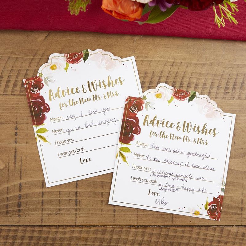 Kate Aspen Burgundy Blush Floral Wedding Advice Card (Set of 50) | 28507NA, 4 of 9