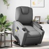 vidaXL Power Lift Massage Recliner Chair - Manual Reclining, Vibrating Massage, Cup Holders, Faux Leather, Electric Stand-Up Aid, Gray - 2 of 4
