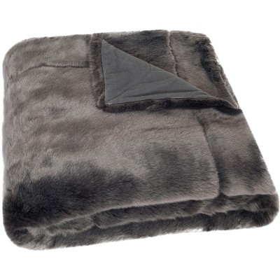 Faux Fur Throw Blanket - Silver - 50