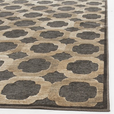 Handcrafted Reversible Gray Geometric Wool-Blend 39" Area Rug