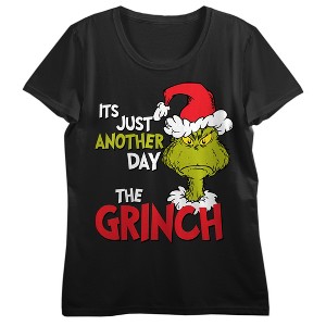 The Grinch It’s Just Another Day Women’s Black Crew Neck Short Sleeve T-shirt - 1 of 4
