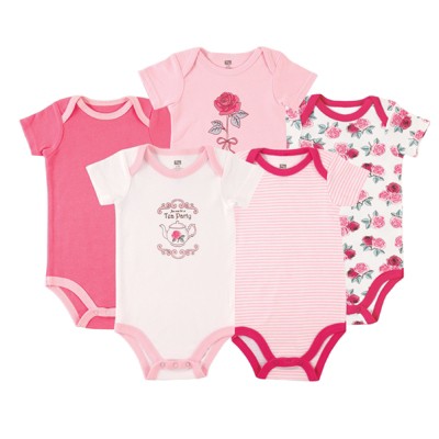 Hudson Baby Infant Girl Cotton Bodysuits 5pk, Tea, 6-9 Months : Target