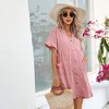 Clearlove Summer Dress Casual Lantern Sleeve V Neck Button Dress Swing Flowy Maternity Dresses - 3 of 4