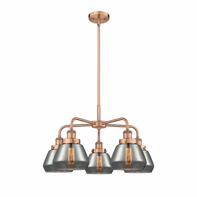 Fulton - 5 Light Stem Hung Chandelier In Art Deco Style-13.5 Inches Tall and 24.5 Inches Wide
