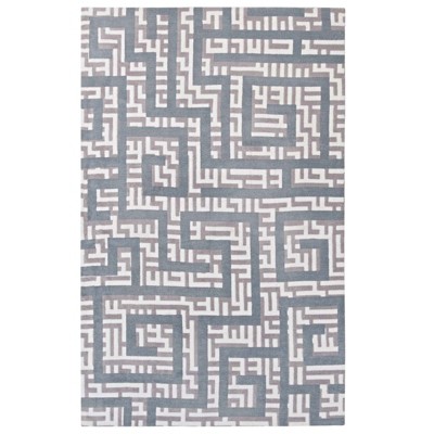 Modway Nahia Geometric Maze 5x8 Area Rug - Ivory, Light Gray and Sky Blue,  100% Polyester Microfiber ,  Tight Low Pile Weave