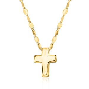 Ross-Simons Italian 10kt Yellow Gold Puffed Cross Necklace - 1 of 4