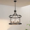 LNC Trounifer 6-Light Matte Black Polished Gold Candle Lantern Chandelier: Indoor Cylinder Cage Design, UL Listed - 2 of 4