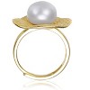 Guili Sterling Silver 14K Gold Plated Hammered Ring with Freshwater Pearl, perfect for adding texture and style to your jewelry collection. - 2 of 3