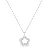 Haus of Brilliance Matte Finished Silver Diamond Accent Flower Satin Finished Pendant Necklace - 2 of 4