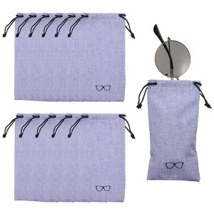 Unique Bargains Safe Storing Linen Eyeglass Pouches with Drawstring 7.1" x 3.5" 12 Pcs - 1 of 4