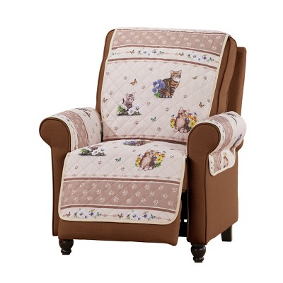 Collections Etc Cat and Butterfly Collage Furniture Protector Recliner Pink