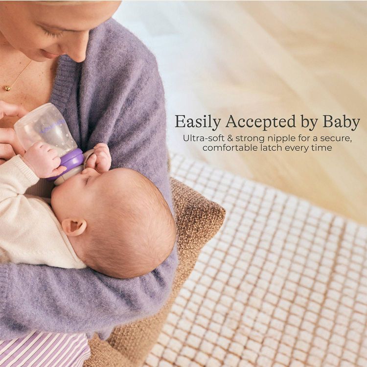 Lansinoh Anti-Colic Baby Bottles for Breastfeeding Babies, Formula Feeding, Breast Milk Storage - Slow Flow Nipples (Size 2S) - 5oz/3pk, 2 of 8