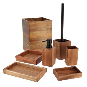Evideco French Home Goods Acacia Bathroom Accessory Set 7-Pieces - 1 of 4