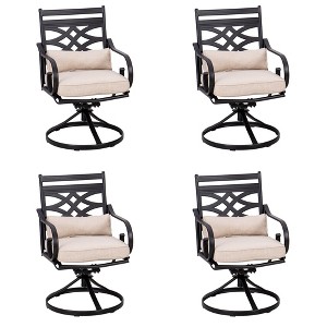 Captiva Designs Outdoor Patio Dining Floral Back Steel Chairs with Thick Seat & Back Cushion - 1 of 4