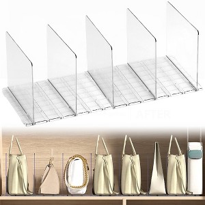Transparent Handbag Purse Bag Divider Shelf With 5 Compartments Multipurpose Removable Closet Organizer - 1 of 4