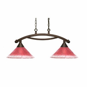 Toltec Lighting Bow 2 - Light Island Pendant Light in  Bronze with 12" Raspberry Crystal Shade - 1 of 1