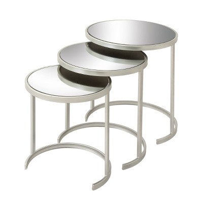 Set of 3 Contemporary Tin Accent Tables Silver - Olivia & May