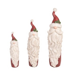 Transpac Resin 15.75 in. White Christmas Bearded Santas Set of 3 - 1 of 2