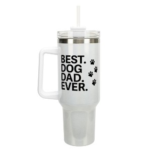 Elanze Designs Best Dog Dad Ever Pet Pawprint 40 oz. Stainless Steel, Large Water Bottle Coffee Mug, Spill & Leak Resistant, Thermal Travel Tumbler - 1 of 1