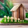 14 Pieces Mini Wooden Mushrooms for Home Decor, Unfinished Wood Peg Dolls for Crafts, 7 Sizes - Beige