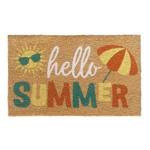Kate Aurora Hello Summer Bristled Outdoor Heavy Duty Welcome Mat - 18"x30" - 1 of 4