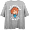 Chucky Wanna Play Double Sided Women's Athletic Heather Crop Tee- - 2 of 4