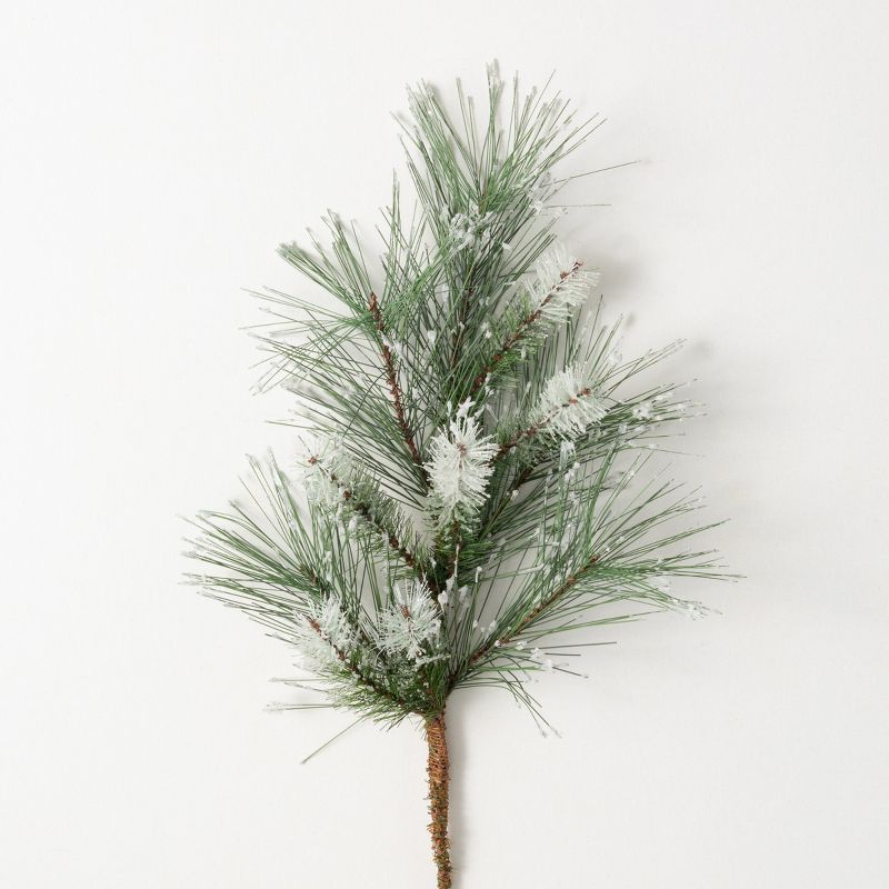 Sullivans Artificial 25" Frosted Fuzzy Pine Spray, Green, 1 of 3