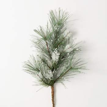 Sullivans Artificial 25" Frosted Fuzzy Pine Spray, Green