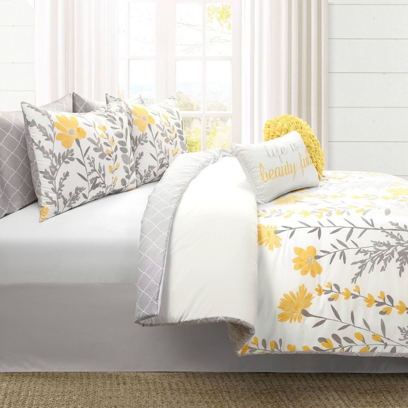 8pc Aprile Soft Reversible Oversized Comforter Set Yellow/Gray - Lush Décor, 3 of 10