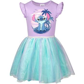 Disney Lilo & Stitch Big Girls Short Sleeve Dress Purple 10-12