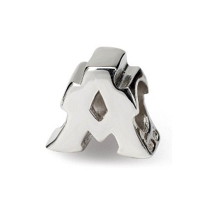 Black Bow Jewelry Sterling Silver Letter A Polished Bead Charm, 10mm - 1 of 3
