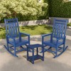 FURNIinspire Patio Seating Sets 3 Pieces Outdoor Rocking Chair With Side Table, Wood Texture Rocking Chairs With Blue Side Table, Blue, 35“*23”*41“ - 2 of 4